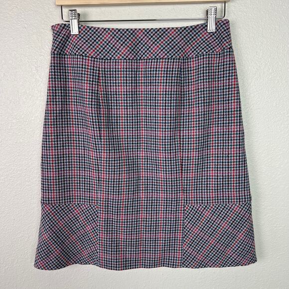 Etcetera Wool Blend Houndstooth Sz 4 Fully Lined Skirt Retro Office Knee Length - Picture 7 of 8